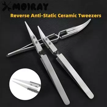 Новые керамические пинцеты для пайки с прямым наконечником, антистатические прецизионные керамические пинцеты с обратным кислотоустойчивым патроном 1 PC Straight Head