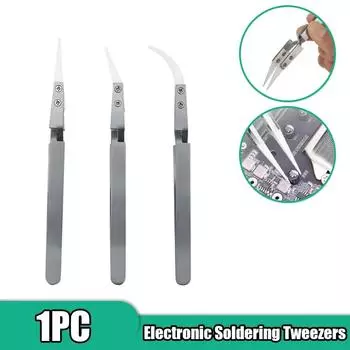 Новые керамические пинцеты для пайки с прямым наконечником, антистатические прецизионные керамические пинцеты с обратным кислотоустойчивым патроном 1 PC Straight Head