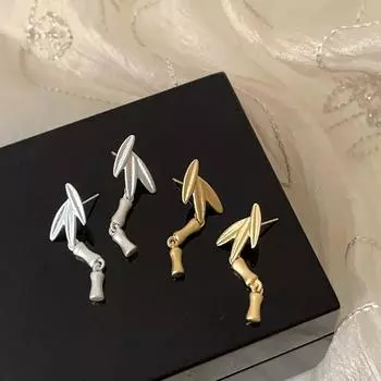 Новые китайские дизайнерские ретро-серьги-гвоздики из матового бамбука, женские легкие, роскошные, элегантные, модные, универсальные серьги