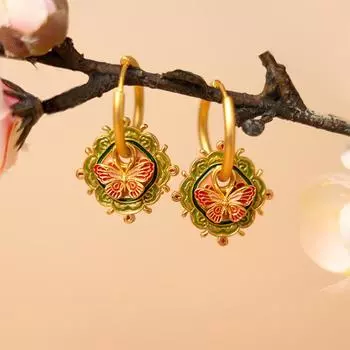 Новые китайские матовые металлические эмалевые капающие серьги-бабочки женские французские ретро-индивидуальные универсальные темпераментные серьги-гвоздики