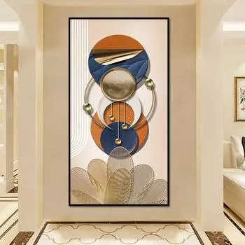 Новые китайские роскошные абстрактные геометрические холсты для живописи, настенные художественные плакаты с золотыми листьями и принты для декора стен крыльца Cuadros 20cm40cm NoFrame