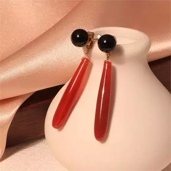 Новые китайские серьги из натурального камня с имитацией нефрита, длинные серьги с кисточками, серьги в одном стиле для ношения, простые аксессуары ханьфу для женщин