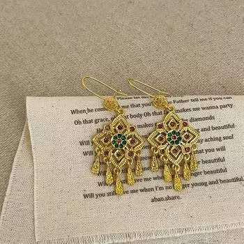 Новые китайские серьги-крючки с ромбовидной бахромой и каплями воды, женские, легкие, роскошные, ретро, изысканные, уникальные, индивидуальные, универсальные, для поездок на работу