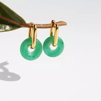 Новые китайские серьги с безопасной пряжкой, серьги Dongling из натурального камня зеленого цвета, свежие и теплые U-образные серьги National Tide, два варианта ношения 517