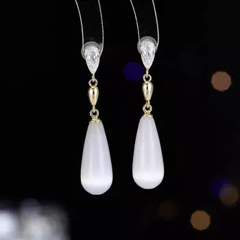 Новые китайские серьги с опалом, женские длинные антикварные серьги-гвоздики в форме капли воды, серебряные серьги-иглы 925 пробы белый