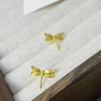 Новые китайские серьги-стрекозы женские ретро национальный стиль элегантный темперамент праздничные позолоченные серьги-бабочки серьги