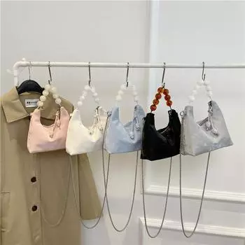 Новые китайские сумки для женщин, летние, новый стиль, ручная переноска, жемчуг, мода, простая, высокая, красивая, модная сумка на одно плечо в форме полумесяца