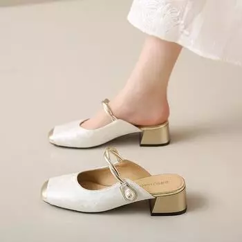 Новые китайские туфли в национальном стиле с маленьким ароматом, юбкой, сумкой, тапочками, женские туфли 2025 года, одна педаль, темперамент, высокие каблуки 33