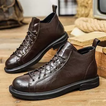 Новые классические ботинки ручной работы, стильные кожаные мужские ботинки «Челси», ботильоны, повседневная обувь для пожилых людей, легкие дизайнерские рабочие ботинки 39 чёрный