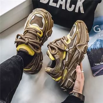 Новые классические и популярные цветные мужские спортивные туфли, модные и универсальные повседневные мужские туфли из дышащей сетки для активного отдыха 39 коричневый