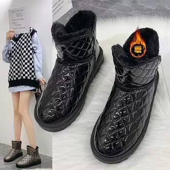 Новые классические женские зимние ботинки Теплые зимние плюшевые ботинки Женская зимняя повседневная обувь Женские ботильоны Модные женские ботинки на платформе 36 серый