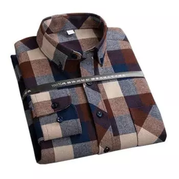 Новые клетчатые рубашки для мужчин больших размеров для отдыха, мужские зимние теплые фланелевые рубашки из 100% хлопка, повседневные клетчатые рубашки больших размеров с длинным рукавом S