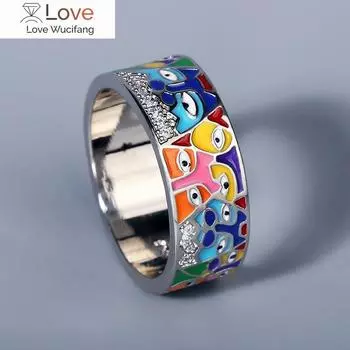 Новые кольца для женщин с белым фианитом, эмалью ручной работы, милым котом, уникальным модным кольцом для вечеринки, модными украшениями, рождественским подарком 10