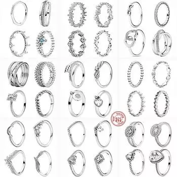 Новые кольца из стерлингового серебра 925 пробы с цветочным узором ромашки, Корона, тонкие кольца с фианитом, женские ювелирные изделия, изготовление своими руками, юбилей, помолвка 9