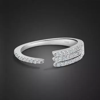 Новые кольца из стерлингового серебра 925 пробы для женщин, элегантные роскошные ювелирные изделия, свадебные регулируемые геометрические простые кольца, модные Resizable