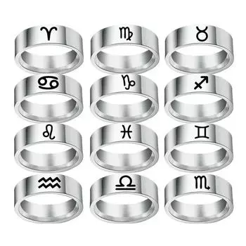 Новые кольца с 12 созвездиями для женщин и мужчин, Дева, Рак, Козерог, Стрелец, Лев, Рыбы, Весы, Скорпион, кольцо для пары из нержавеющей стали 12&JR2237-8S Silver