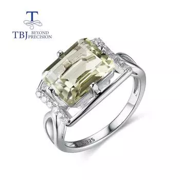 Новые кольца с зеленым аметистом, натуральный драгоценный камень, серебро 925 пробы, простой модный дизайн, изысканные украшения для женщин us ring size 7# зелёный