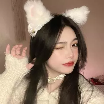 Новые колокольчики с кошачьими ушками, повязка на голову, милый кошачий бант, продажа для ночного клуба, милые аксессуары для косплея с лисьими волосами A белый