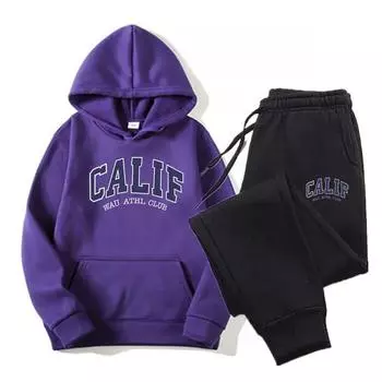 Новые комплекты с капюшоном, спортивные штаны, 2 шт., напечатанный узор, дизайнерская одежда 2000 года, пуловеры, осенние женские комплекты с капюшоном S