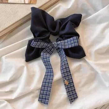Новые корейские большие кольца для волос, винтажные синие клетчатые эластичные повязки для волос, повязки на голову, резинки для волос, женские аксессуары для волос, подарки бездна