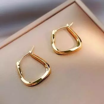 Новые корейские металлические квадратные серьги-кольца для женщин, модные милые золотые, серебряные цвета, очаровательные минималистичные ювелирные изделия в стиле панк золотой
