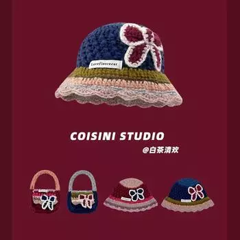 Новые корейские милые банты ручной работы панамы для женщин осень и зима повседневные теплые модные универсальные индивидуальные кепки 56-58cm