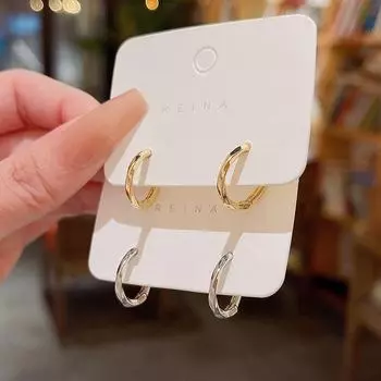 Новые корейские минималистичные витые серьги-кольца - легкий роскошный стиль для женщин A554 серебряный