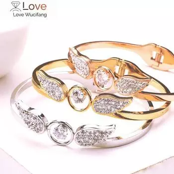 Новые корейские модные браслеты с крыльями ангела Aaa Zircon, аксессуары для женщин, ювелирные изделия, свадебные праздничные подарочные украшения золотой