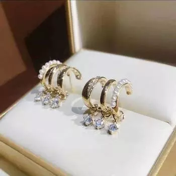 Новые корейские модные простые серьги с кисточками из металлического жемчуга и циркона для женщин, маленькие нишевые дизайнерские серьги, вечерние ювелирные изделия, подарок