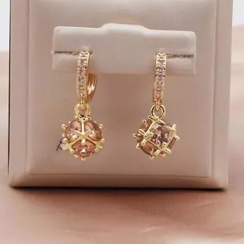 Новые корейские модные серьги-капли с цирконами для женщин, модные серьги золотого цвета, ювелирные изделия, аксессуары для вечеринок золотой