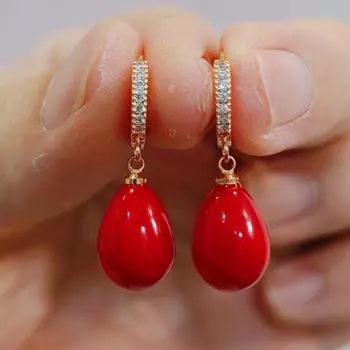 Новые корейские модные серьги-капли с искусственным жемчугом для женщин, модные серьги с цирконом, ювелирные изделия, аксессуары для вечеринок красный