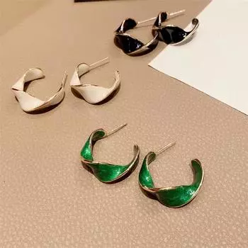 Новые корейские серьги с геометрией, выполненные с использованием пекарской краски, для женщин, модные серьги, ювелирные изделия, белые, черные, зеленые зелёный