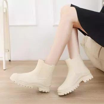 Новые корейские женские модные короткие резиновые сапоги 36 чёрный