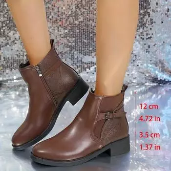 Новые короткие ботинки на осень и зиму 2024 года, женские ботинки с круглым носком и шнуровкой, повседневные ботинки с британской кромкой 36 коричневый