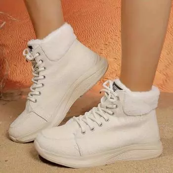 Новые короткие ботинки на осень и зиму 2024 года, женские ботинки с круглым носком и шнуровкой, повседневные ботинки с британской кромкой 36 бежевый