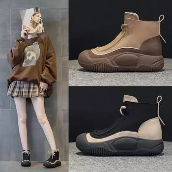 Новые короткие зимние ботинки в стиле Snow Boot, женские водонепроницаемые ботильоны, теплые меховые теннисные туфли на плоской платформе 35