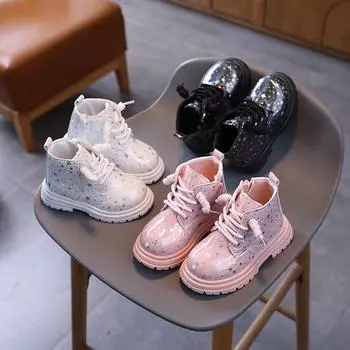 Новые кожаные ботинки детские ботинки на мягкой подошве 21 белый