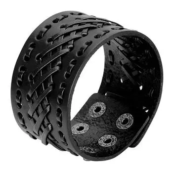 Новые кожаные браслеты в стиле панк для мужчин, браслеты ручной работы, широкий браслет-манжета, плетеные украшения, черный, коричневый, регулируемые подарки в стиле панк