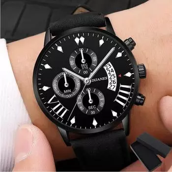 Новые кожаные мужские модные кварцевые часы для отдыха, бизнеса, мужские часы для свиданий, подарки