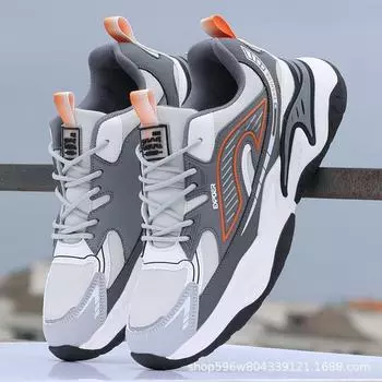 Новые кожаные мужские туфли 2024 года осень-зима легкие мужские повседневные спортивные туфли нескользящие, амортизирующие и износостойкие кроссовки для бега 38