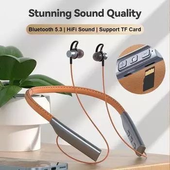Новые кожаные наушники с магнитным шейным ремешком, удобные для кожи наушники Bluetooth5.3, гарнитура без задержки, игровые наушники