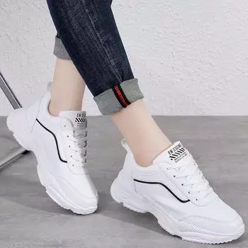 Новые кожаные осенние и зимние женские туфли большого размера для спорта и отдыха на воздушной подушке с нескользящей подошвой женские туфли 35