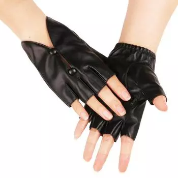 Новые кожаные перчатки без пальцев Европейские и американские женские перчатки с полупальцем Сценические перчатки для ночного клуба, для танца на пилоне One Size