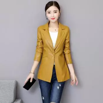 Новые кожаные пиджаки, женские кожаные куртки, пальто, новые женские куртки, верхняя одежда, женские пальто, женский кожаный костюм S