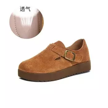 Новые кожаные повседневные одинарные туфли женские весна 2025 новые туфли на толстой подошве белые туфли на толстой подошве модные универсальные женские туфли 35