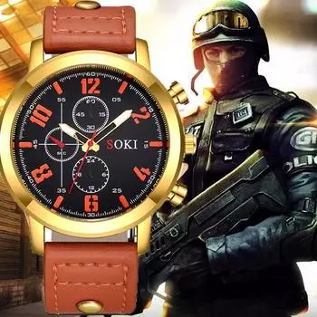 Новые кожаные роскошные кварцевые наручные часы SOKI с большим циферблатом, мужские спортивные часы, модные женские часы