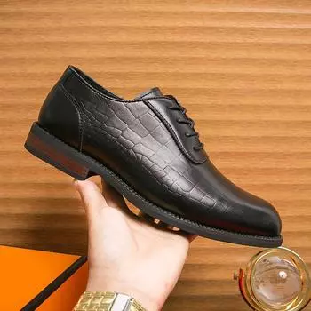 Новые кожаные туфли большого размера модные мужские деловые банкетные туфли для платья трендовые в британском стиле ретро кожаные туфли на шнуровке 38