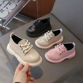 Новые кожаные туфли для мальчиков, модные детские туфли в британском стиле, повседневные, однотонные, универсальные, для детей и девочек 21 розовый