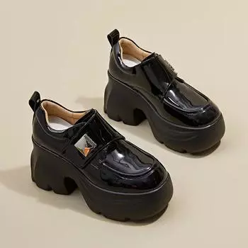 Новые кожаные туфли Мэри Джейн с каблуком 9 см, дизайнерские туфли на мягкой подошве, повседневные женские туфли, женские туфли из лакированной кожи 34