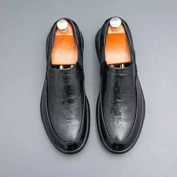 Новые кожаные туфли мужские деловые туфли на мягкой подошве британские повседневные туфли мужские однопедальные чехлы для ног туфли Doudou маленькие кожаные туфли 38